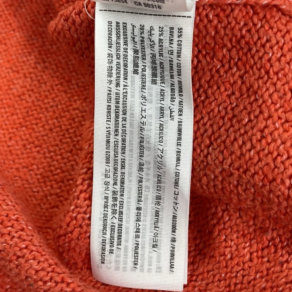 Hollister Women's Medium V-Neck Sweater Coral Long Sleeve Knit Pullover Logo